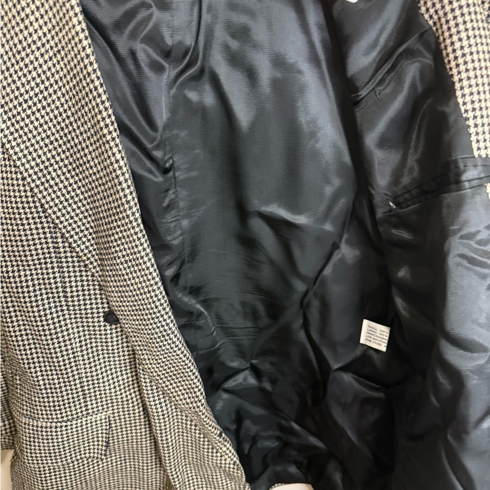 Vintage RARE Guy Laroche 100% Silk Houndstooth Blazer Men's 40R Double Breasted - Picture 10 of 12